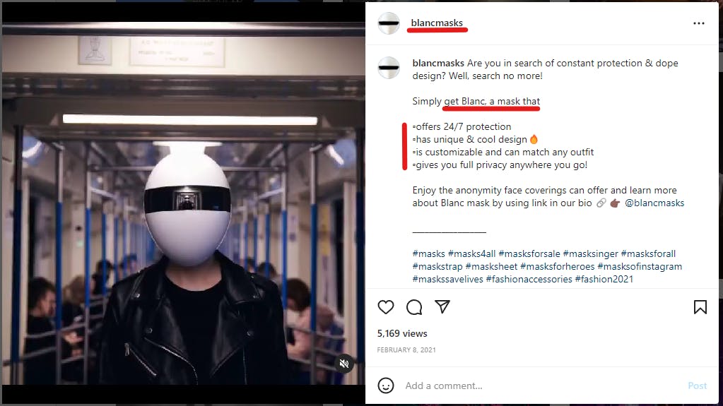 Blanc Mask Instagram Post