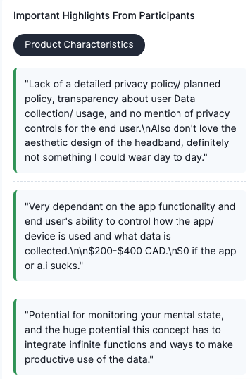 product characteristics